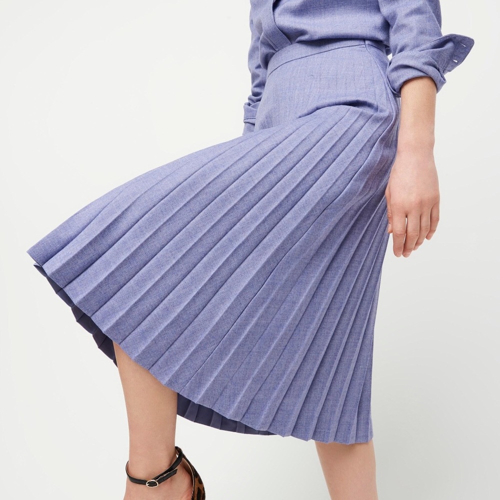 J. Crew Pleated Wool-blend Flannel A-line Skirt in Heather Lavender Sz 6